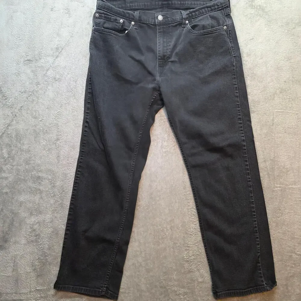 Levi's Jeans Mens 38x30 Black Charcoal Wash Regular Fit Straight Leg Denim